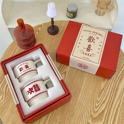 歡喜歡喜好歡喜陶瓷水杯組禮盒版  現貨免運4