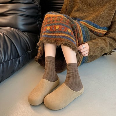 冬季質感新寵 暖暖毛裡款  厚底勃肯半拖鞋3