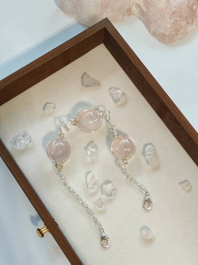 粉水晶手工纏繞線手鍊3
