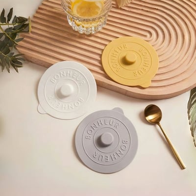 韓系Ins風 食品級矽膠杯蓋 萬用圓形防塵蓋  馬克杯茶杯通用 5入組3