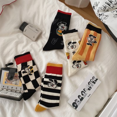 美式BFF快餐風情侶襪中筒襪5雙組4