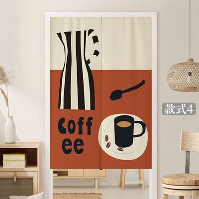 美拉德風格居家門簾 咖啡日記系列對開隔門簾4