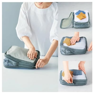 日本  雙面開壓縮旅行包+1=2   2入組3