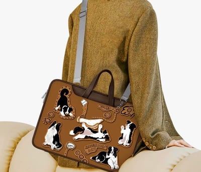 我愛邊牧 可愛牧羊犬拼貼風多功能旅行電腦包2