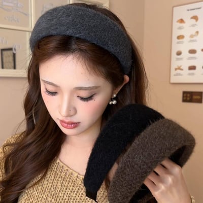 秋冬爆美！高顱頂時尚毛絨髮箍3入1