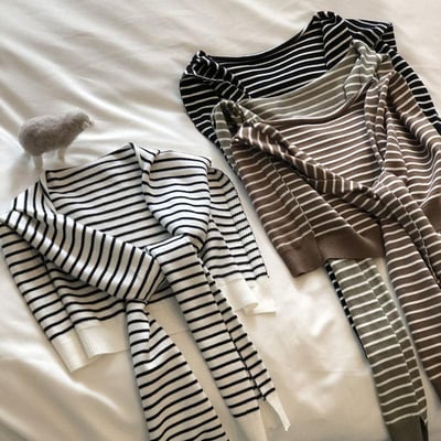 春秋條紋外搭針織小披肩3