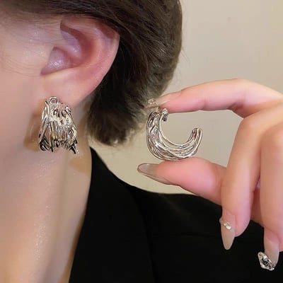 銀色簡約氣質系列耳環7入組2