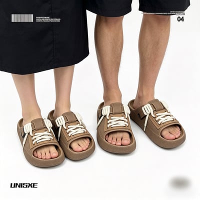 情侶款個性厚底設計感DIY鞋帶拖鞋1