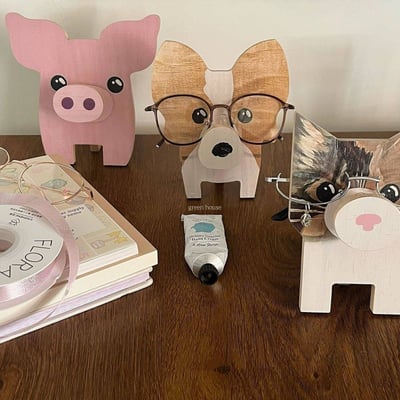創意木質擺飾動物眼鏡收納 桌面木製工藝眼鏡展示架4