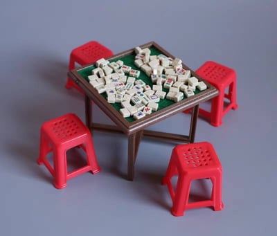 【無聊就來開桌】 迷你麻將小擺件｜一桌四椅一整套能打 居家解悶神器3