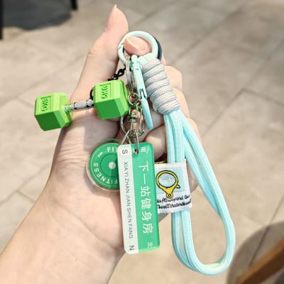 健身人必備  INS風迷你啞鈴鑰匙扣 運動潮流掛飾包包點綴神器3