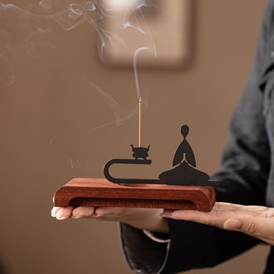 中式禪意悟道小僧線香座 靜心冥想香插擺1