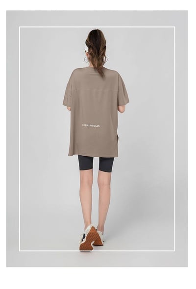 真的太懂我們的 夏季寬鬆大尺碼運動中長版 短袖健身瑜珈服兩件套裝7