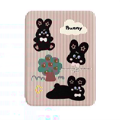 可愛邦尼兔 調皮小黑兔療癒系條紋平板保護套7