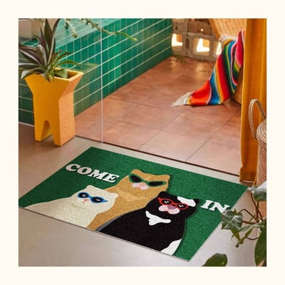 搞怪墨鏡貓狗 進門入戶門玄關絲圈地墊2