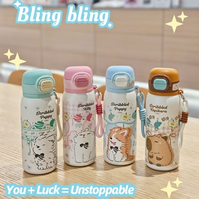 可愛萌寵保溫杯吸管直飲兩用設計5