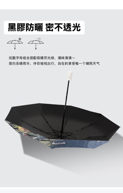 荷花小黑貓晴雨兩用自動雨傘5