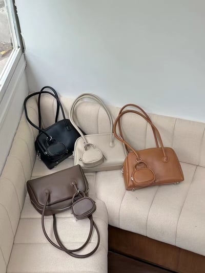 日系小眾．復古波士頓手提包 附迷你可愛小包   通勤休閒百搭款8