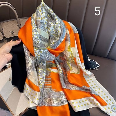 180cm大尺寸  買一送一 仿真絲印花長絲巾防曬百搭兩用披肩9