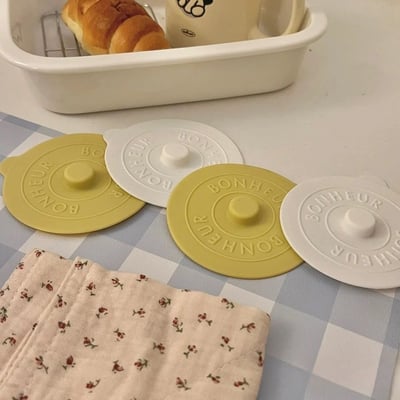 韓系Ins風 食品級矽膠杯蓋 萬用圓形防塵蓋  馬克杯茶杯通用 5入組2