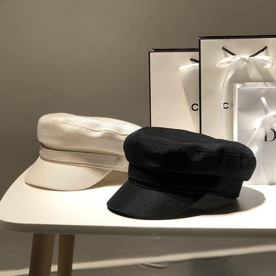 春秋棉麻平頂百搭海軍帽貝雷帽  現貨免運3