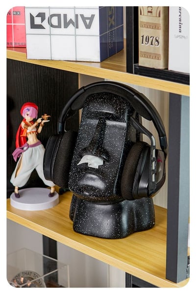 摩艾頭戴式耳麥耳機架 面紙盒收納擺飾 桌面創意擺飾7