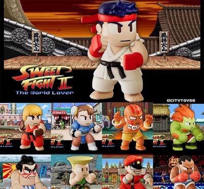 80年代Q版街頭霸王 快打旋風迷你盲盒公仔  2入1