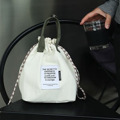 新款便當手提袋 加厚保溫便携抽繩束口飯盒包7