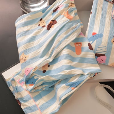 春秋可愛條紋動物日系睡衣5