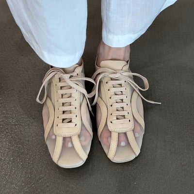 新中式網紗小眾透膚感綁帶平底鞋4