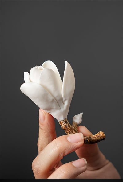 手工白玉蘭陶瓷香插 中式古風雅致線香底座4