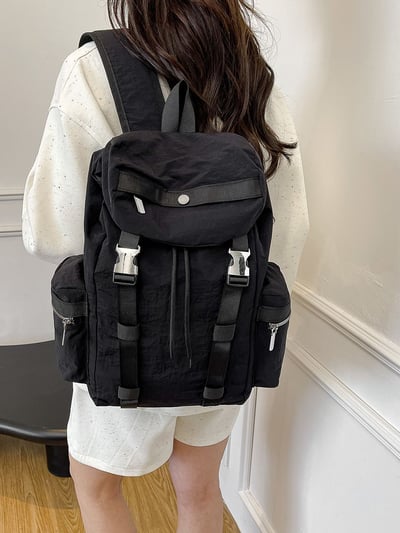 【輕便大容量．出遊首選】 特製款尼龍多口袋雙肩包4色可選2