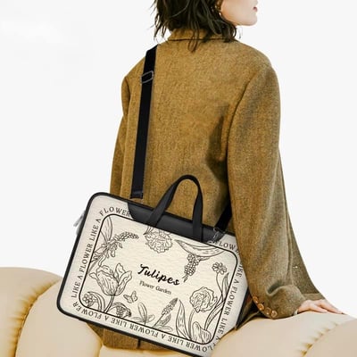 優雅鬱金香 黑白鬱金香多功能旅行電腦包2