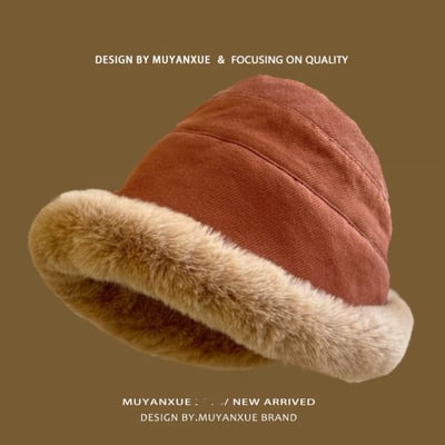 毛絨卷邊超保暖漁夫帽7