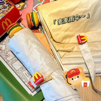 我愛吃漢堡 折疊晴雨兩用自動雨傘2
