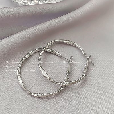 高級感銀色系 不規則圓圈系列耳環5入組   現貨4
