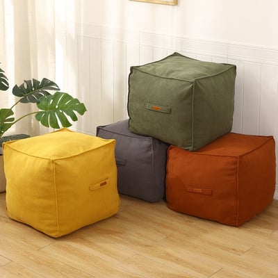 懶人舊衣收納坐墩布套 一坐一收納・可機洗絨布矮凳7