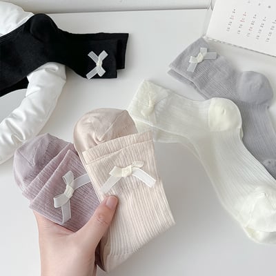 日系蝴蝶結水晶絲襪5雙組3