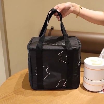 日系卡通貓貓大容量保溫冷藏袋 戶外野餐手提便當包8