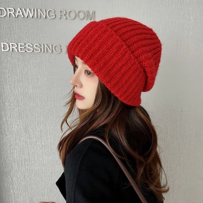 戴上一秒變小臉 巨大毛線帽 粗線針織大頭圍不挑臉型厚實保暖百搭冷帽2