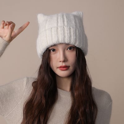 保暖軟萌顯臉小貓耳帽4