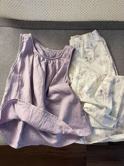 鄉村風花朵無袖背心睡衣套裝5