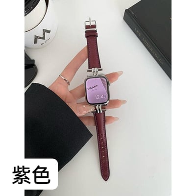 復古真皮H字設計AppleWatch真皮錶帶7