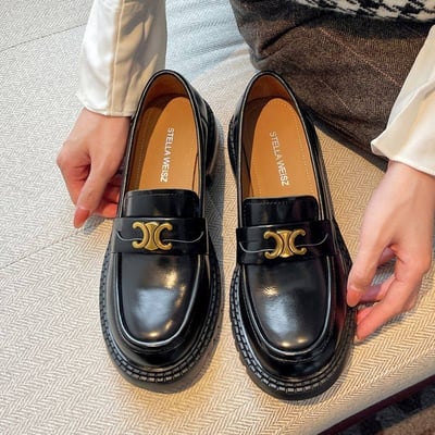 英式凱旋門小標厚底小皮鞋5