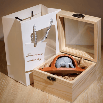 手工木雕擺件 小王子蟒蛇吞象帽子造型禮盒 楓木雕刻原木禮物5