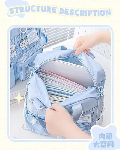 斜挎雙肩OK 星星補習袋 多功能托特痛包繽紛大容量上課包12