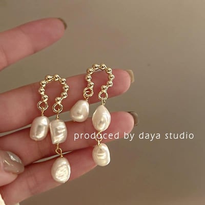 法式小香風氣質珍珠流蘇耳環四件組8