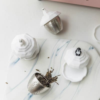 韓國出口款 北極萌友漂浮茶漏不鏽鋼泡茶器8