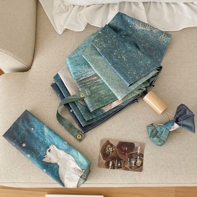 星空貓咪折疊晴雨兩用自動傘2