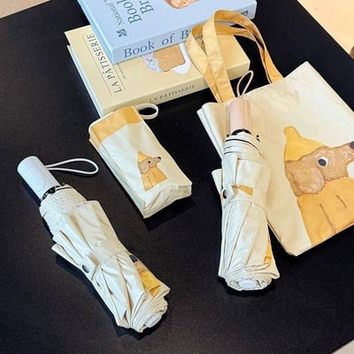 黃色的奶油系狗狗輕巧防曬折傘系列6